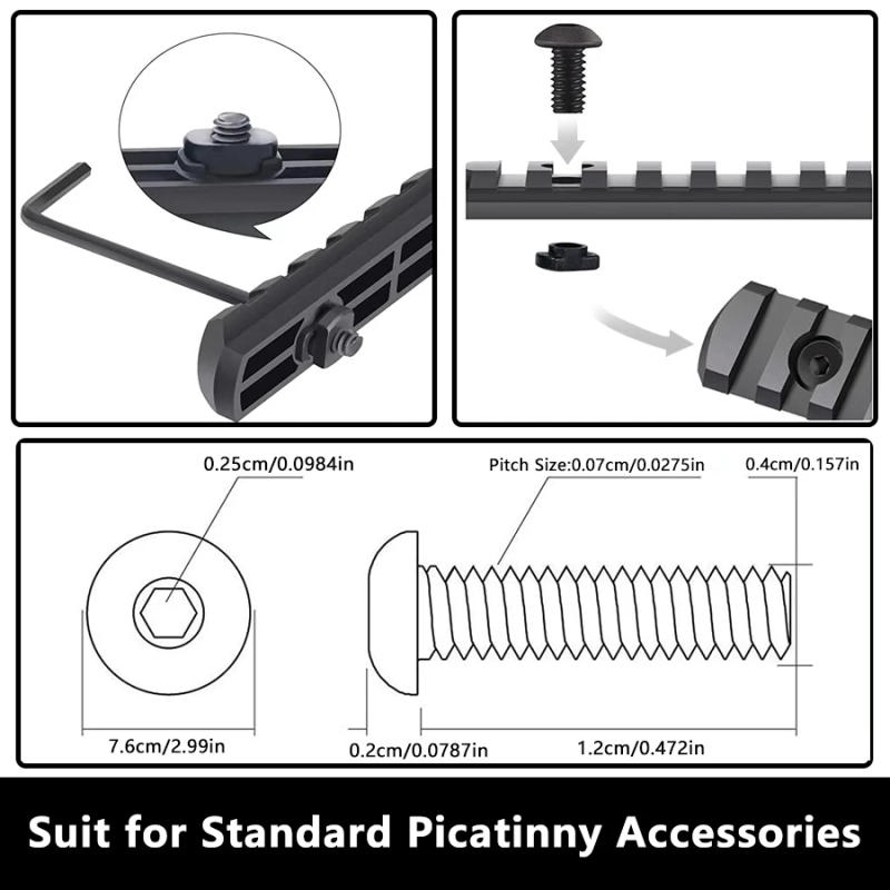 Description Picture 3 of item10Pcs M-LOK Screw and Nut Replacement Rails T-Nut Screw Replacement Set for MLOK Handguard Rail Sections Hunting Gun Accessories