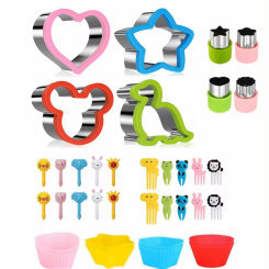 Sandwich Cutters Set for Children Dinosaur Cookie Mold Maker Food Cutters Fruit Shape Fork Lunch Bento Box Accesssories for Kids