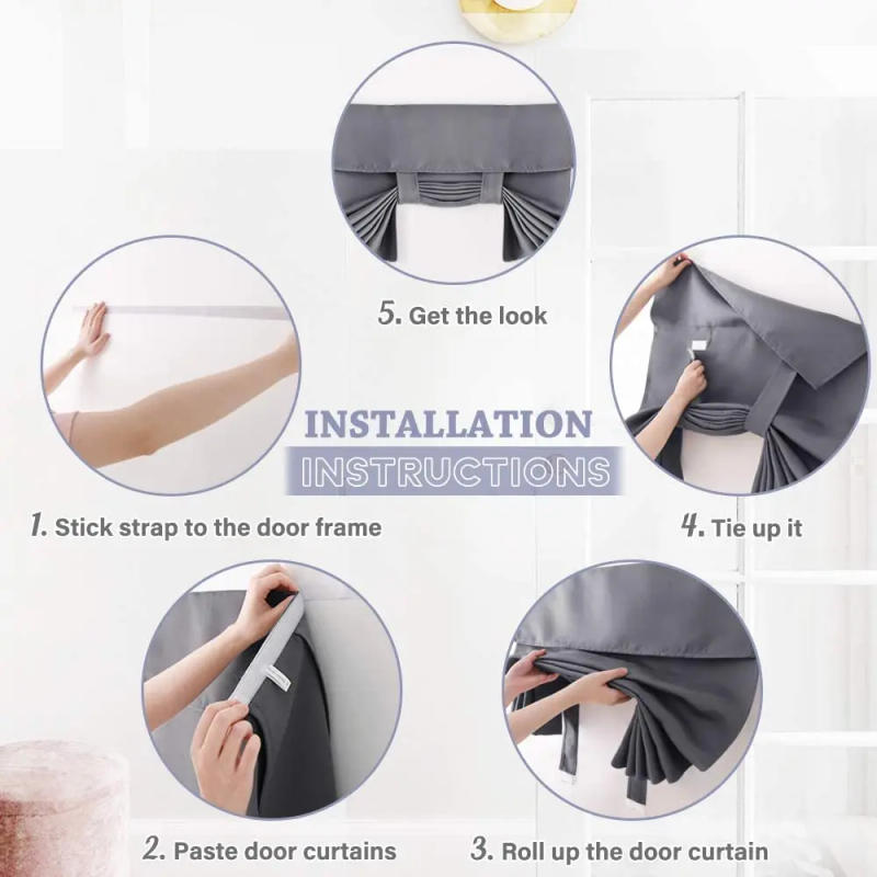 Description Picture 3 of itemEasy Installed Door Window Curtains, Tie Up Shade Door Window Panel for Glass ,French Door Blinds ,Blackout Curtains for Privacy