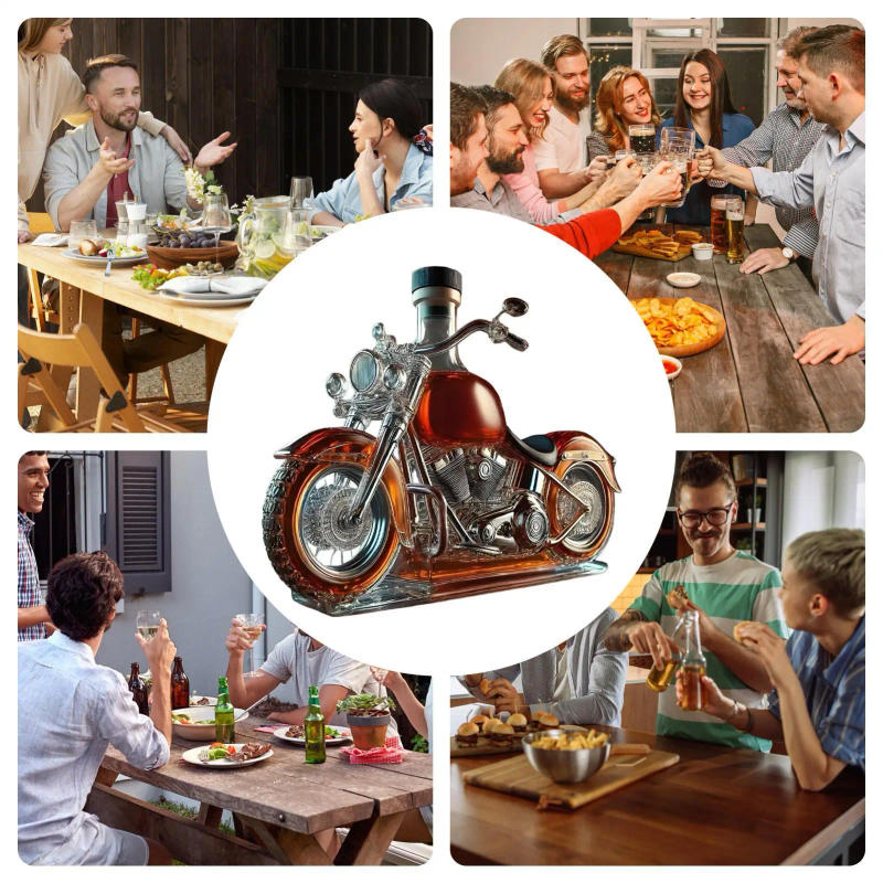 Description Picture 4 of itemWine Decanter Motorcycle Shape Glass Wine Aerator Decanter Vintage Liquor Aerator Desk Decor For Whisky Champagne Vodka Kitchen
