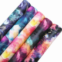 Marble Pattern Printed Synthetic Faux Leather Vinly Fabric Felt Backing Artificial Leather Sheets Mini rolls Craft DIY Bow HQ118
