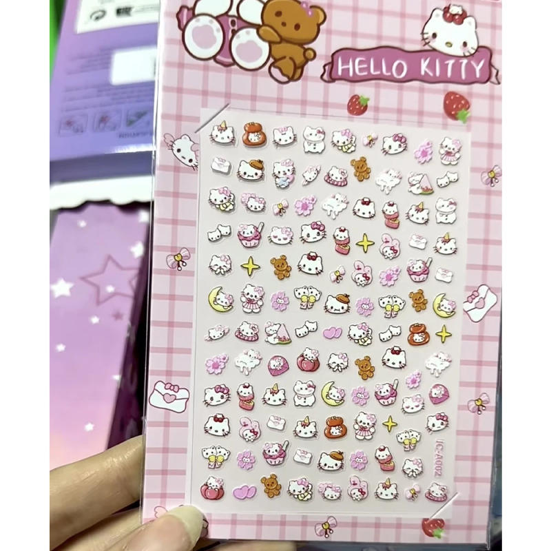 Description Picture 3 of item1PCS 5D Kawaii Sanrioed Cartoon Nail Stickers Hello Kitty Kuromi Cinnamoroll Animation Nail Decals Press on Nails Art Supplies