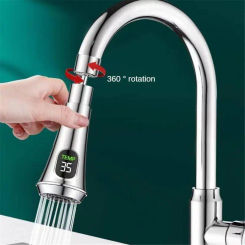 Kitchen Faucets Pull Out Sink Water Tap Nozzle 2 Modes Temperature LED Digital Display Faucet Adapter Taps Bubbler Connector