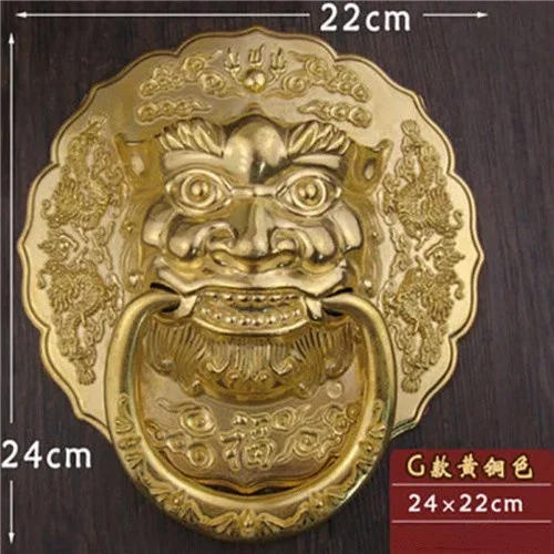 Description Picture 6 of itemNew 22cm/26cm Large Beast Head Door Pull Rings Full Pure Copper Lion Head  Tiger Head Door Knocker