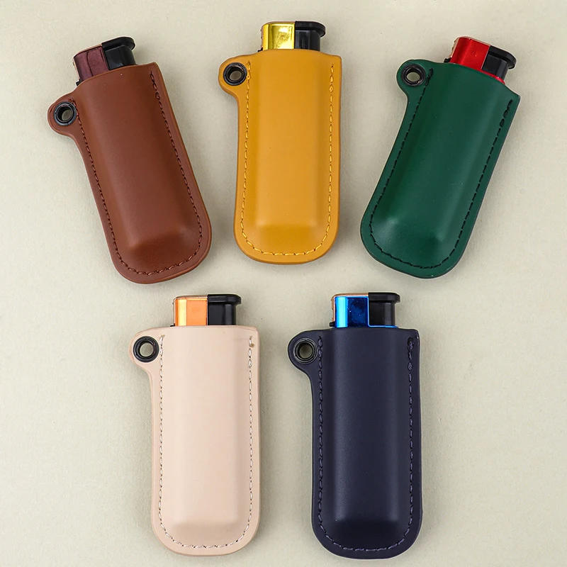 Description Picture 2 of itemHandmade Pu Leather Lighter Case for Mini Bic&cricket Lighters Pouches Sleeve Cover Holder Smoking Cigarette Accessories