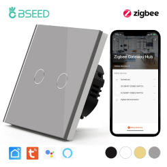 BSEED Zigbee Touch Switches 1/2/3Gang 1Way Smart Light Switch Sensor Wall Switches Tuya Control Smart Life APP Google Alexa