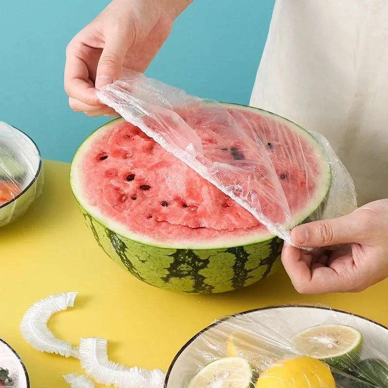 Description Picture 3 of item200/10PCS Plastic Disposable Food Cover Elastic Stretch Wrap Fruit Food Covers Fresh-keeping Lid Bowl Plate Kitchen Storage Bags
