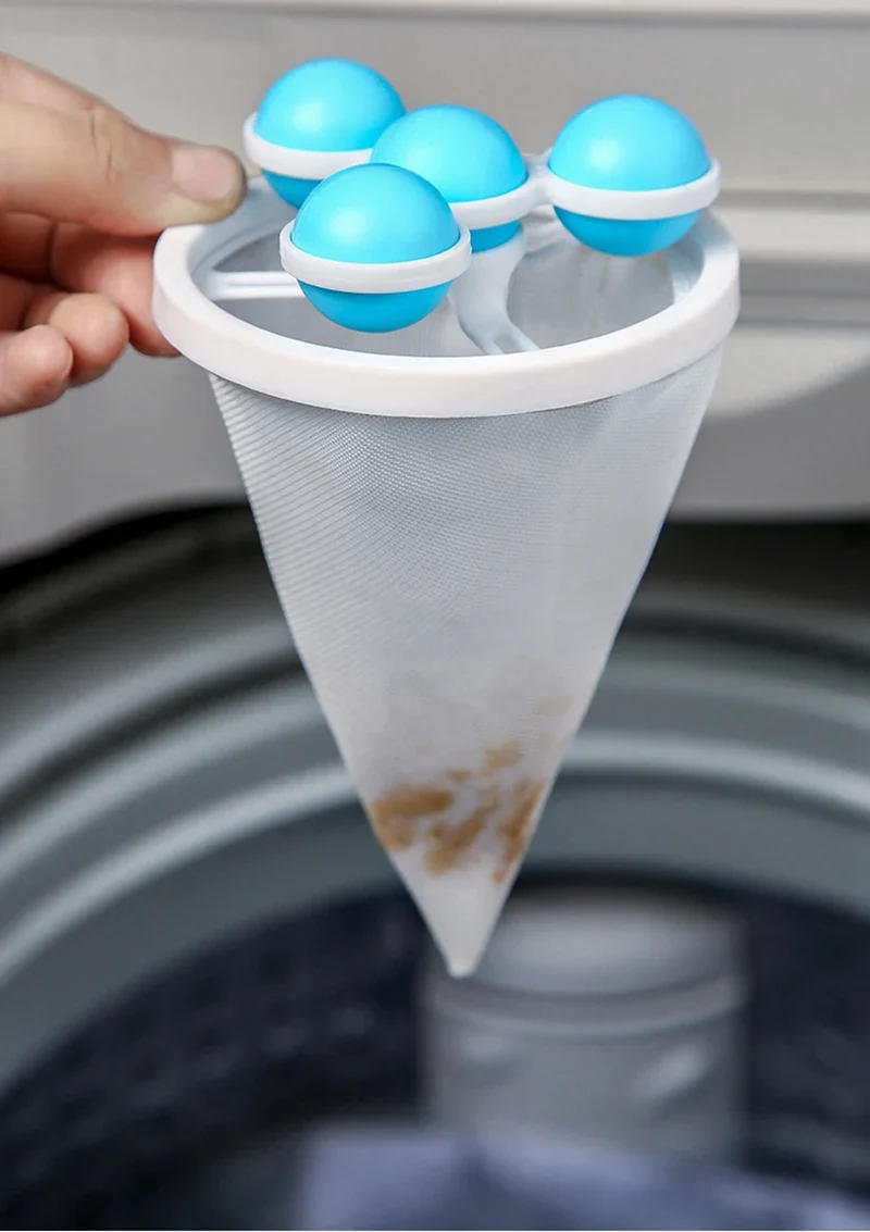 Description Picture 5 of itemWashing Machine Hair Filter Floating Pet Fur Lint Hair Removal Catcher Reusable Mesh Dirty Collection Pouch Cleaning Balls