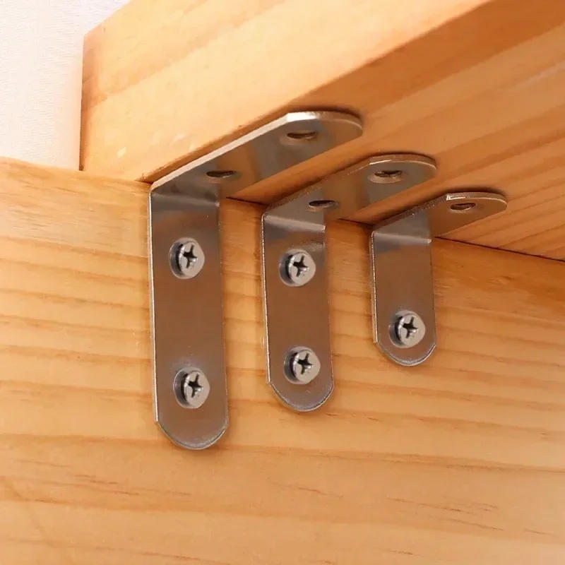 Description Picture 3 of itemStainless Steel L Shaped Corner Brace Metal L Right Angle Connector Brackets for Furniture Cabinet Support Frame Shelf Fasteners