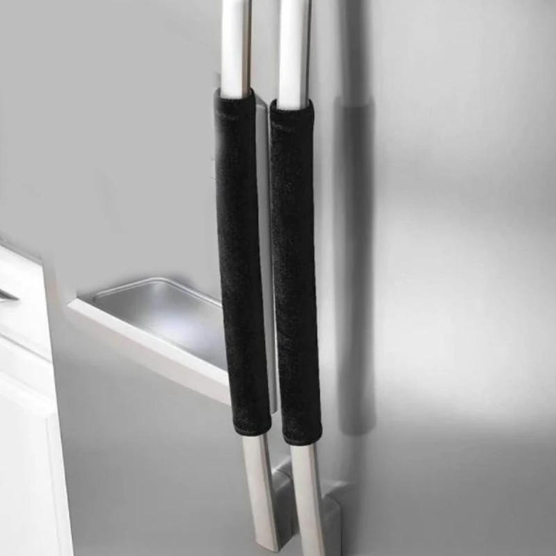 Description Picture 6 of item2Pcs/Set  Refrigerator Door Handle Cover Kitchen Appliance Decor Fridge Oven Handle Antiskid Door Knob Protector Black Grey Red