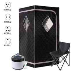 Full Size Portable Steam Sauna, Personal Home Spa, 1500 Watt 4 Liter Steamer with Remote Control, Timer, Foldable Chair
