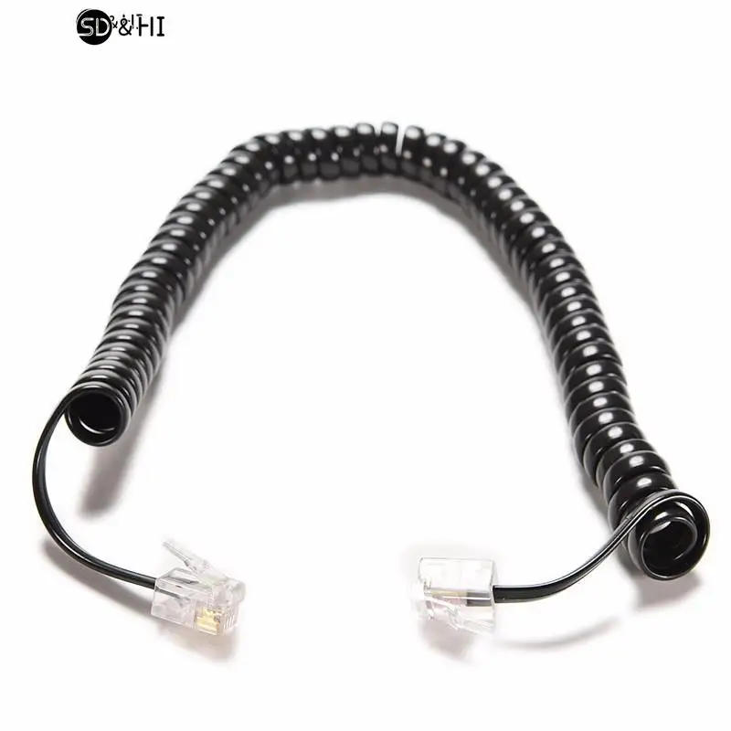 Description Picture 3 of item6.5FT  Male to Male Telephone Handset Cable Extension Cord Curly Coil Line Cable Wire Up to 2M Telephone Coiled Cord