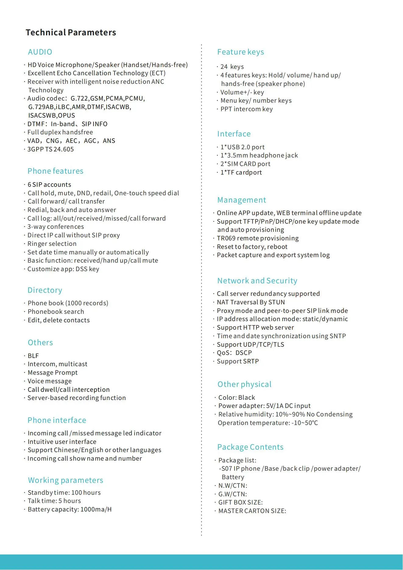 Description Picture 6 of item2G/3G/4G phone 2.4G WiFi SIP Phone VOIP Telephone Handheld phones for office/home/school/hotels