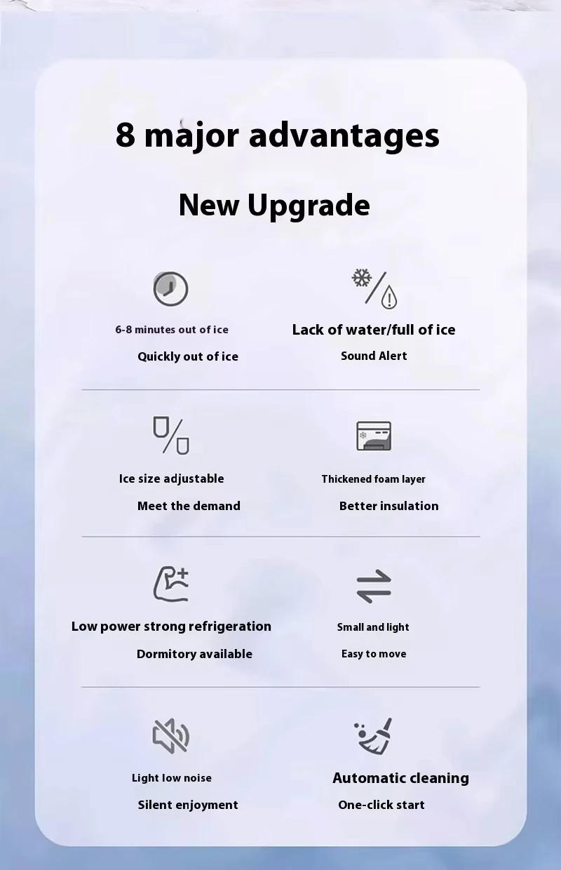 Description Picture 6 of item110V 85W Mini Ice Maker - Multi-Functional, Fast Ice Making, Portable Stainless Steel, Easy Clean, for Home, Office & RV Camping