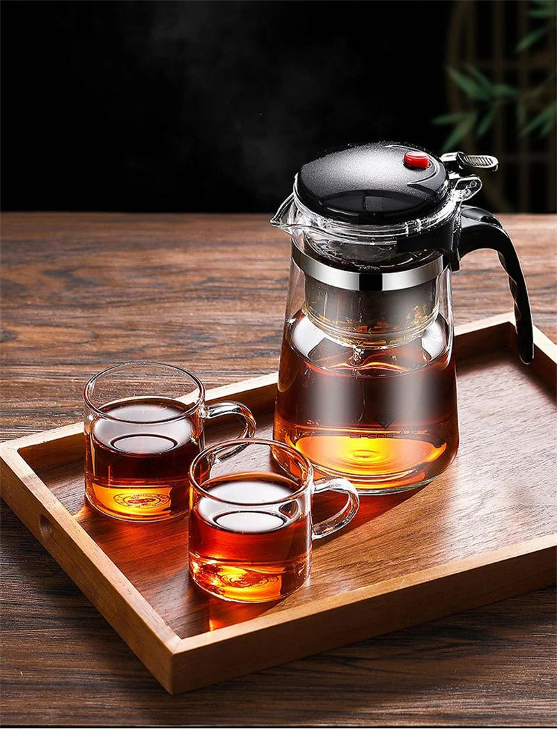 Description Picture 2 of itemHeat Resistant Glass Teapot One-click filtering Tea Pot Tea Water Separation Filter Tea Maker Coffee Pot Home Teaware Set