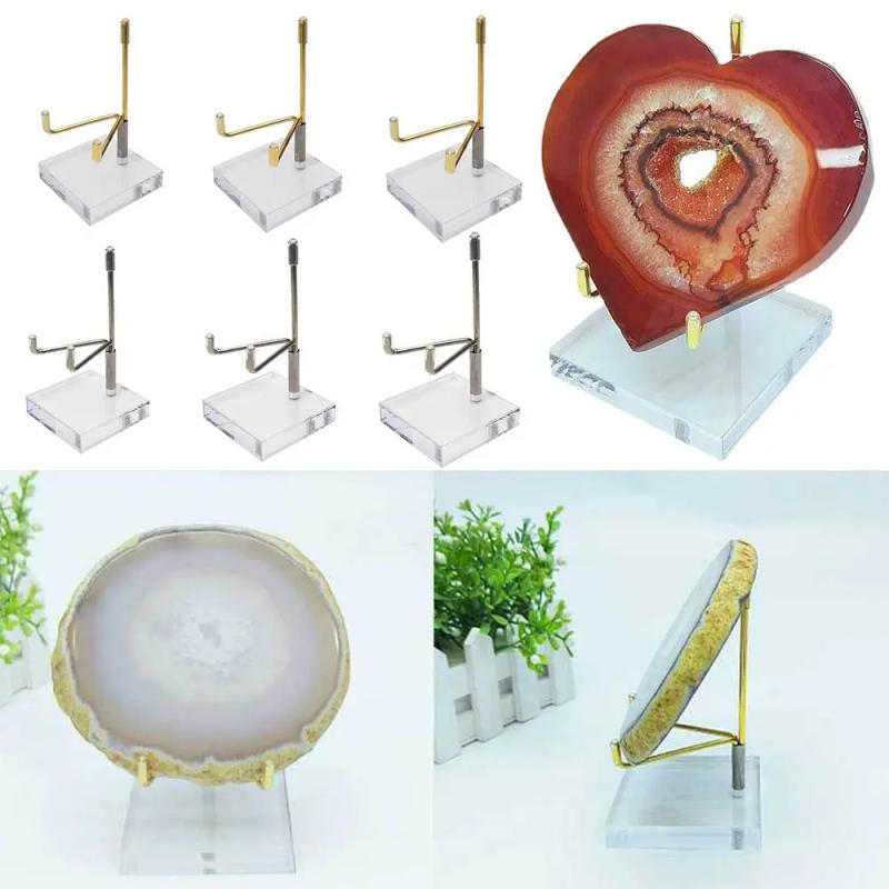 Description Picture 2 of itemMetal Mineral Display Stand With Acrylic Base For Crystal Ball Base Stone Shelf Home Decoration Crafts