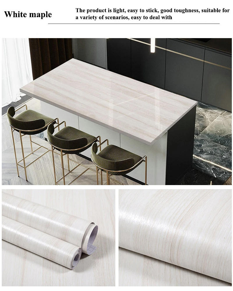 Description Picture 6 of itemWaterproof Wood Vinyl Wallpaper Roll Self Adhesive Decor Contact Paper Doors Cabinet Desktop Modern Furniture Decorative Sticker