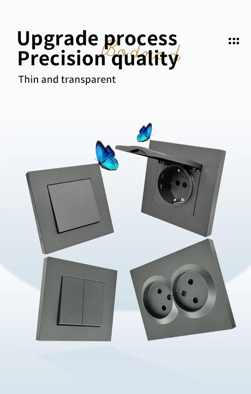 Description Picture 2 of itemWESA Grey Double Power Socket 16A EU Standard Electrical Outlet Standard Ground Wall Socket Flame Retardant Spray Paint Plastic