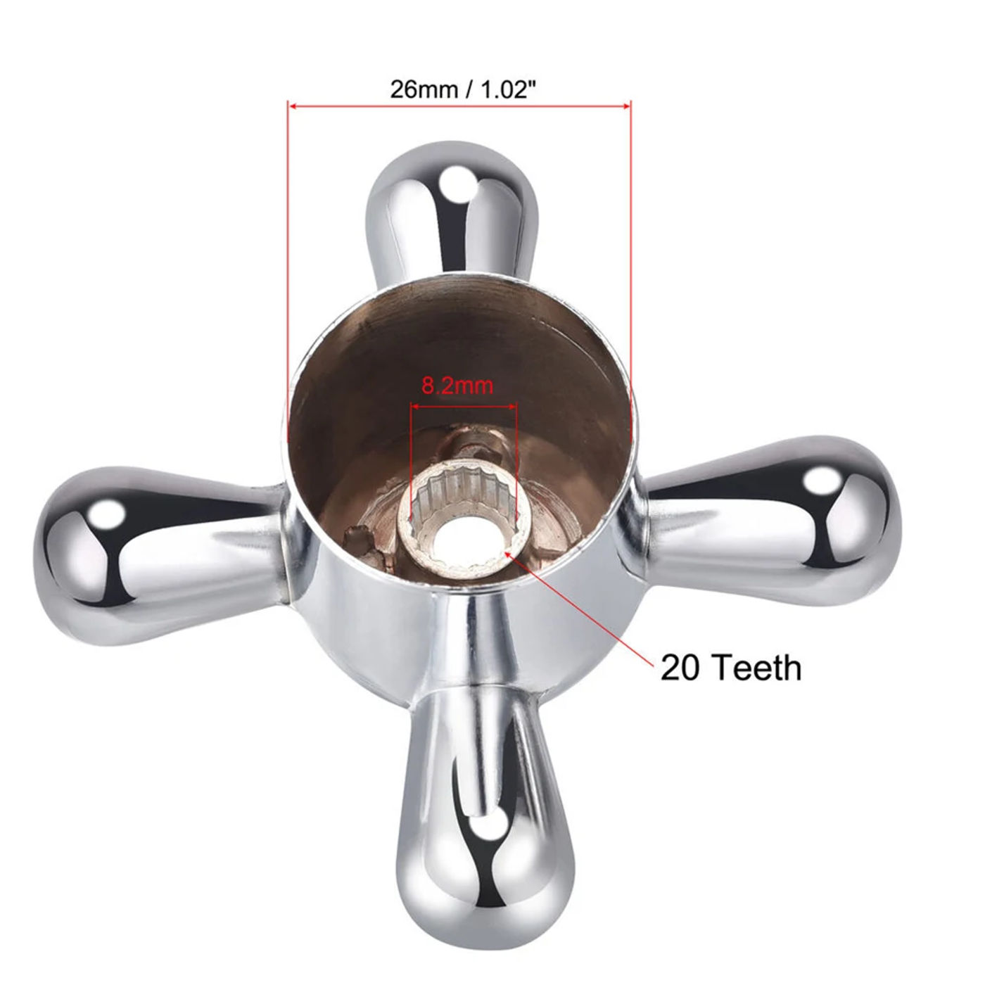 Description Picture 5 of itemHandles Faucet Knob 2pcs 69x31x27mm Alloy Bathroom Accessories Replacement T For Kitchen Tap Triangular Valve Practical