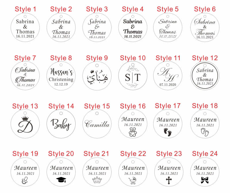 Description Picture 2 of item30/50/100pcs Personalized Baby Shower Name Baptism Mirror Acrylic Tag Round Circle Wedding Table Party Decor Favors Custome Gift