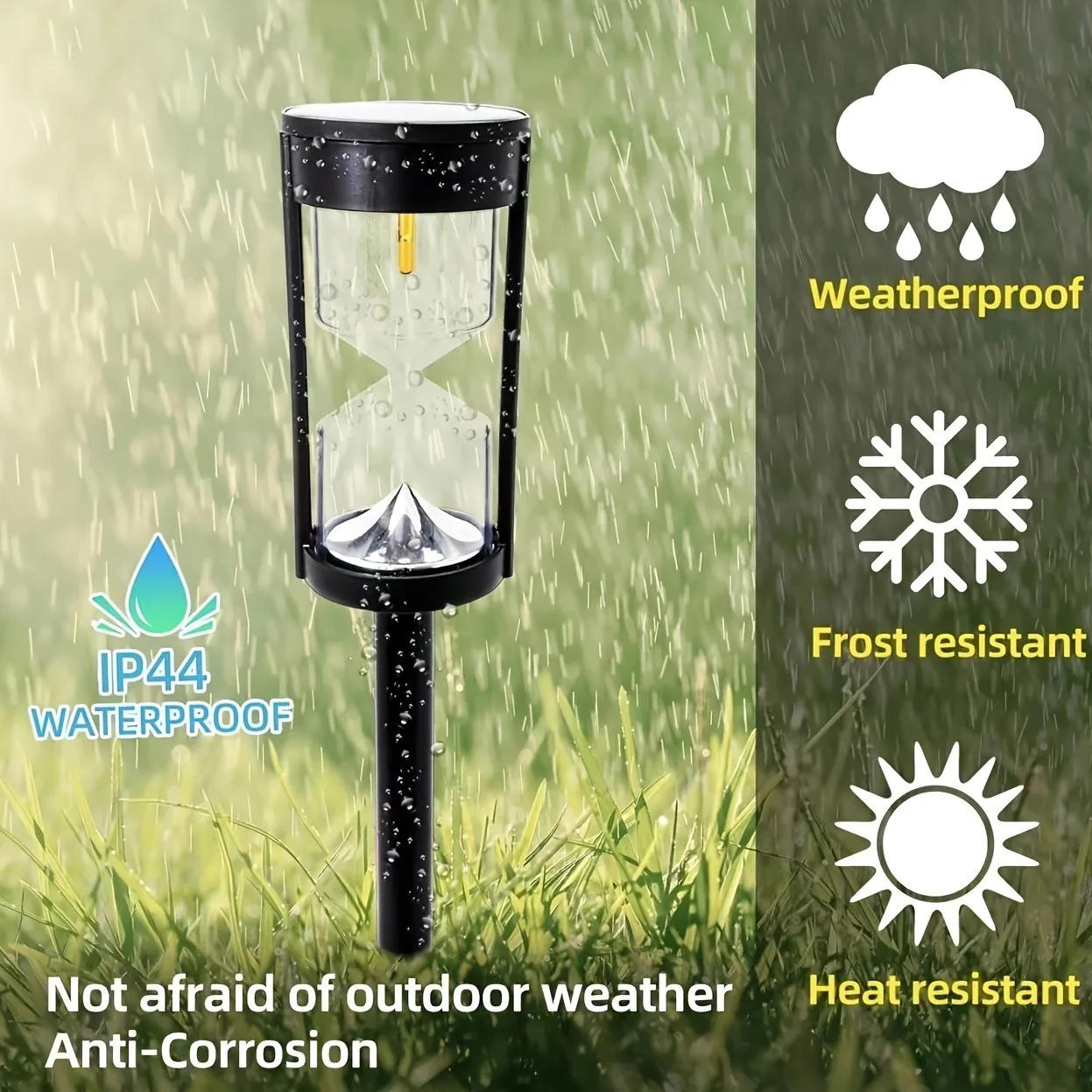 Description Picture 4 of item4 Pcs Solar Hourglass Lawn Lamp IP65 Waterproof Garden Light Flashing LED Landscape Light for Outdoor Garden Landscape Patio