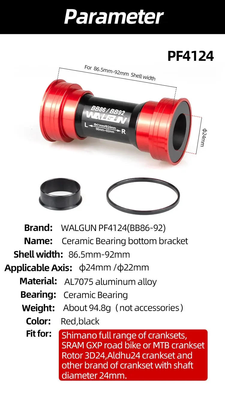 Description Picture 3 of itemBB86 BB92 Bike Bottom Bracket Ceramic BB for MTB Road PF4124 PF4130 PF41DUB 41mm 24mm 30mm 29mm DUB Gxp 105 Bicycle Crank Parts