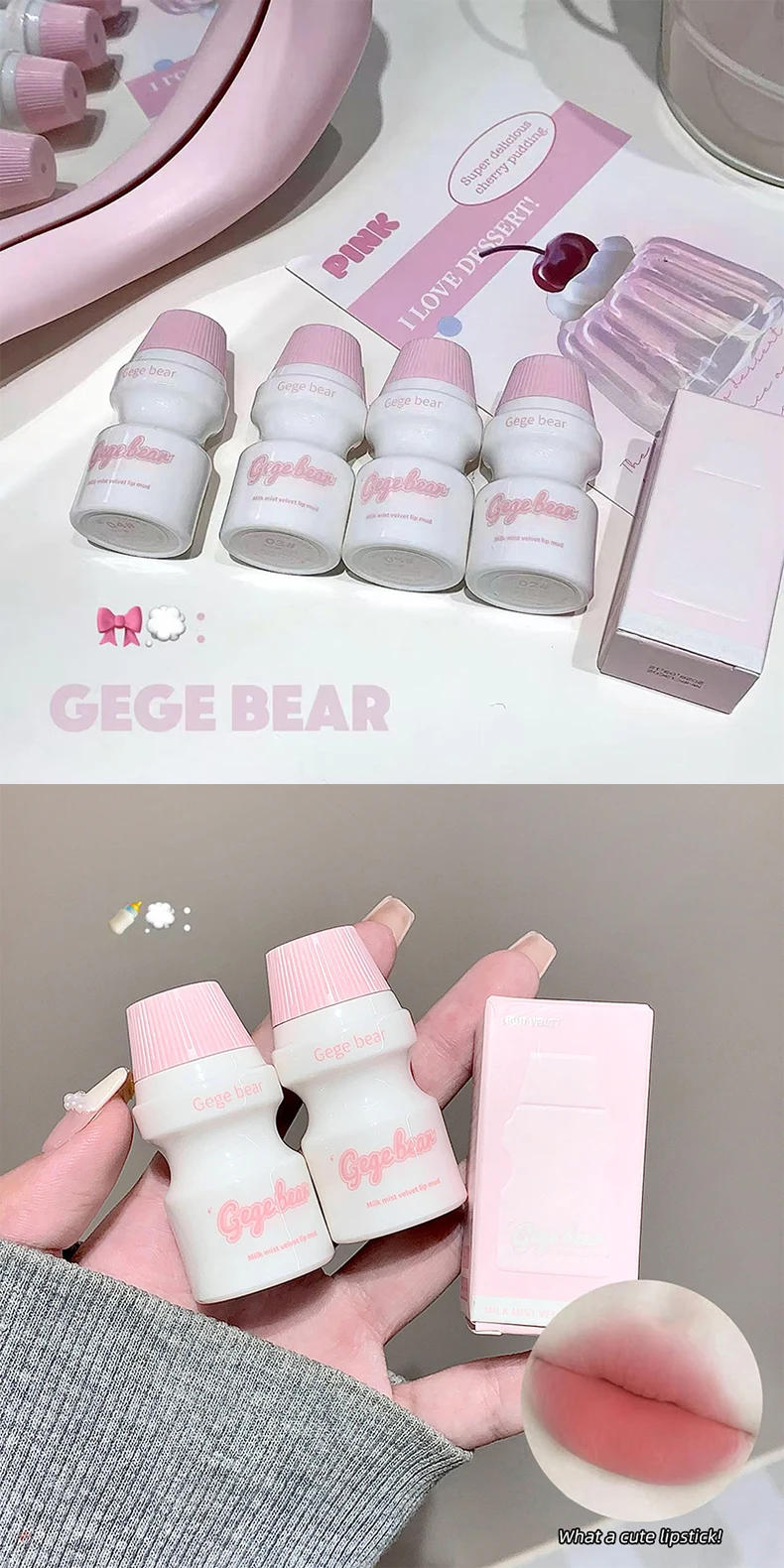 Description Picture 2 of itemSoft Mist Matte Pink Lip Gloss Waterproof Non-Stick Cup Lip Mud Sexy Red Brown Lip Glaze Not Fade Liquid Lipstick Korean Makeup