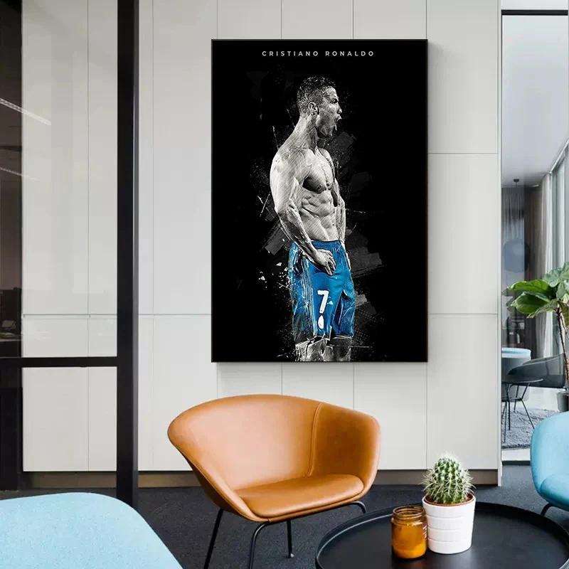 Description Picture 6 of itemFamous Football Star Posters Wall Art Canvas Paintings And Prints Pictures For Home Living Room Decor Soccer Fans Souvenir Gifts