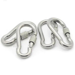 M6/M8/M10 304 Silver Stainless Steel Lock Ring Safety Snap Hook Carabiner Spring Snap Quick Link Outdoor Climbing Gear Equipment