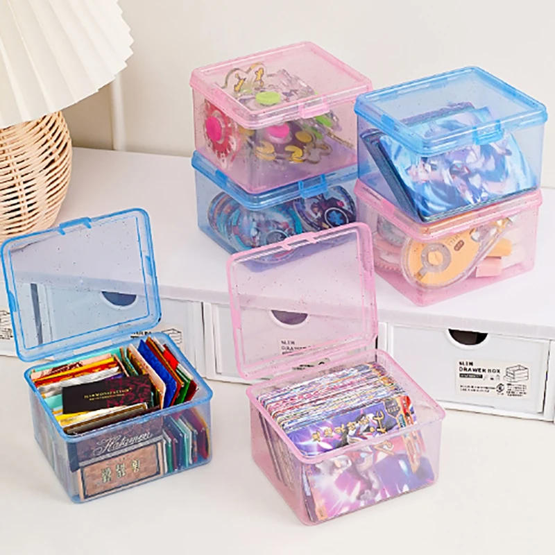 Description Picture 2 of itemNew Transparent Plastic Storage Box Photocards Small Card Storage Box Desk Organizer Box Classification Box Stationery