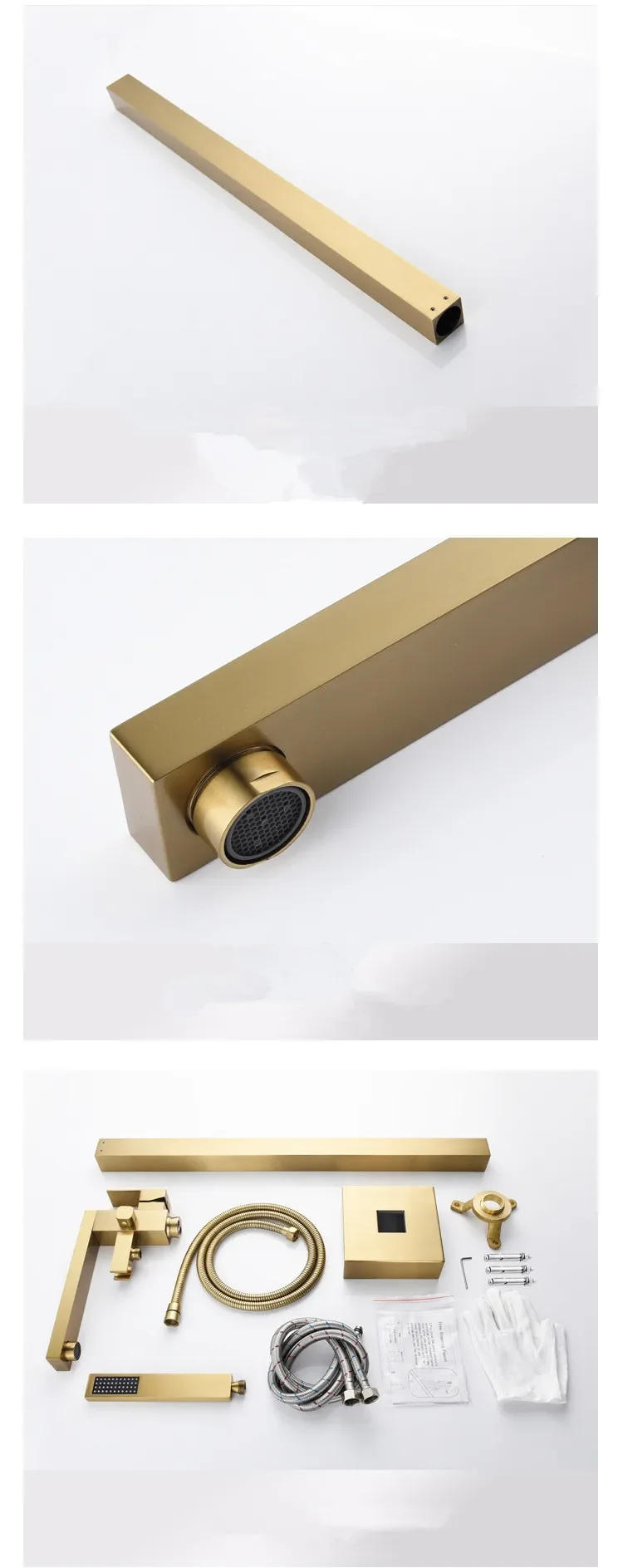 Description Picture 5 of itemBathroom Bathtub Faucet + Handheld Shower Free Standing Brushed Gold Luxury 9Mixer Taps Floor Mounted