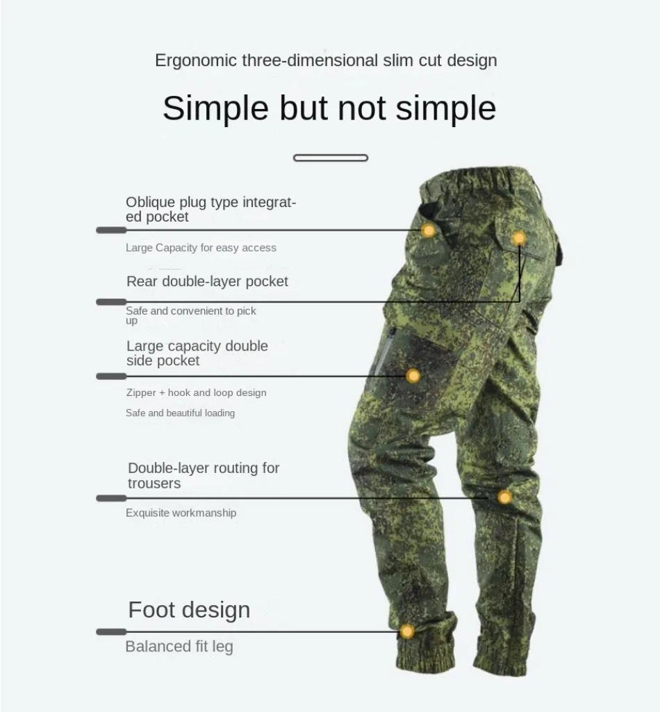 Description Picture 3 of itemBattlefield Camouflage Cargo Pants Mens Waterproof Combat Hunting Pencil Pants Multi Pocket Breathable Tear-resistance Overalls