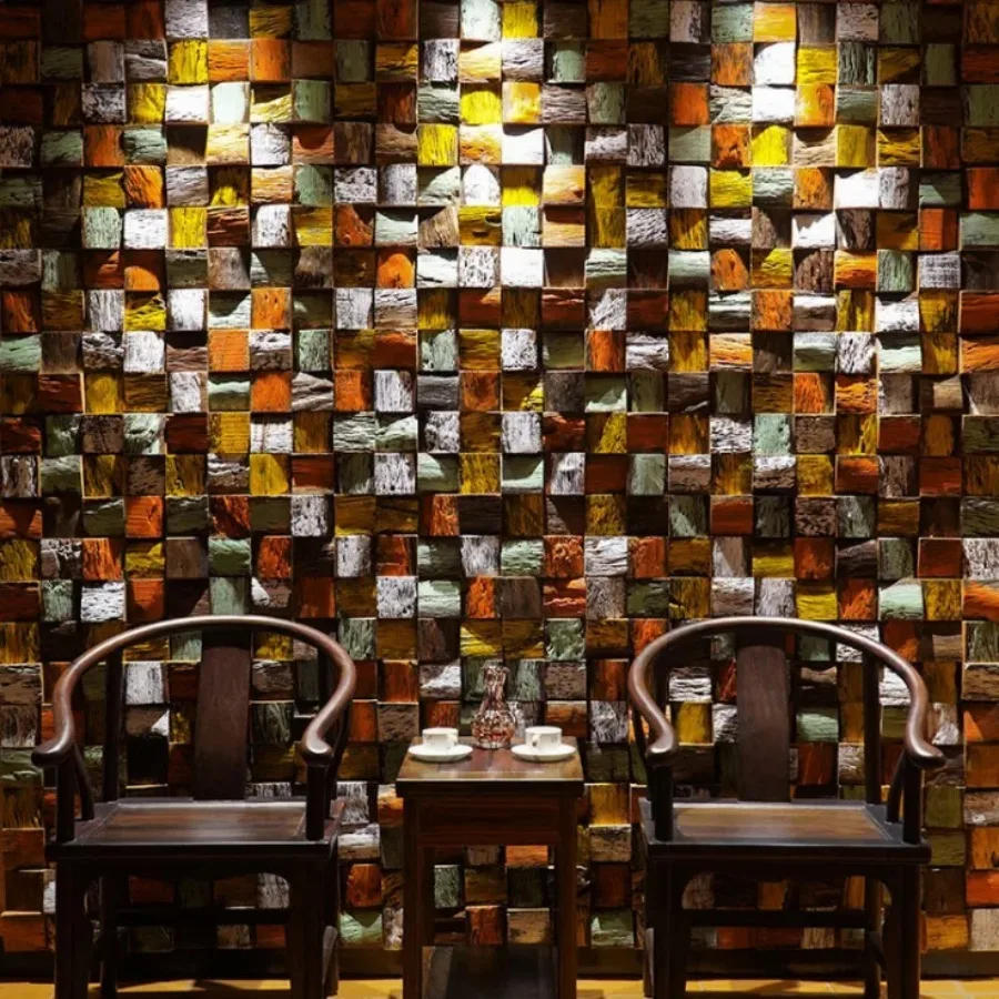 Description Picture 5 of itemWood Mosaic Tile Painted Panel for Home Ancient Boat Wood Moaic 3D Wooden Wall Tile Backsplash TV Video Room Wall Decor