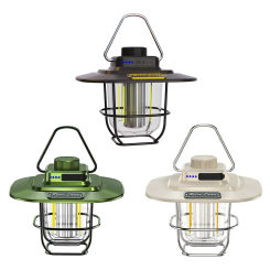 LED Decorative Hanging Lights Waterproof Retro Camping Lighting Type-c Charging with Hook Battery Indicator for Outdoor Travel