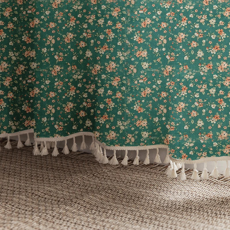 Description Picture 4 of itemVintage Semi-Blackout Windows Curtains For Bedroom Drapes Living Room Country Floral Tassel Length Farmhouse Decoration Curtain