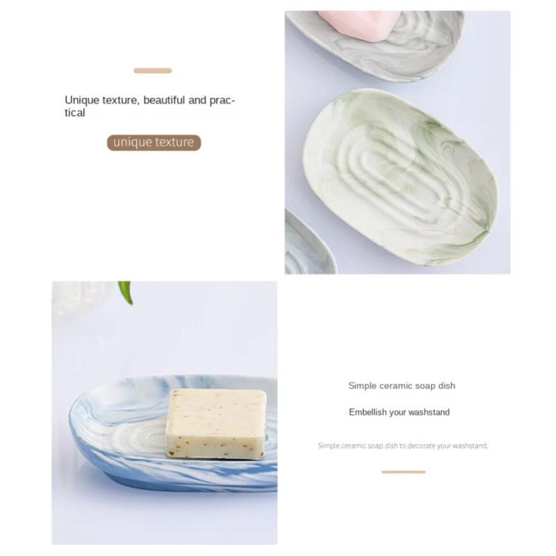 Description Picture 4 of itemCeramic Marbling Soap Saver Nordic Style Quick Drain Drain Soap Box No Residue Keep Soap Bars Dry Soap Dish Holder
