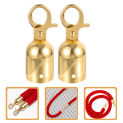 2 Pcs Rope End Stop Decking Fittings Stopper Metal Cap with Hook Towel Cord Lock Caps Cable Snap