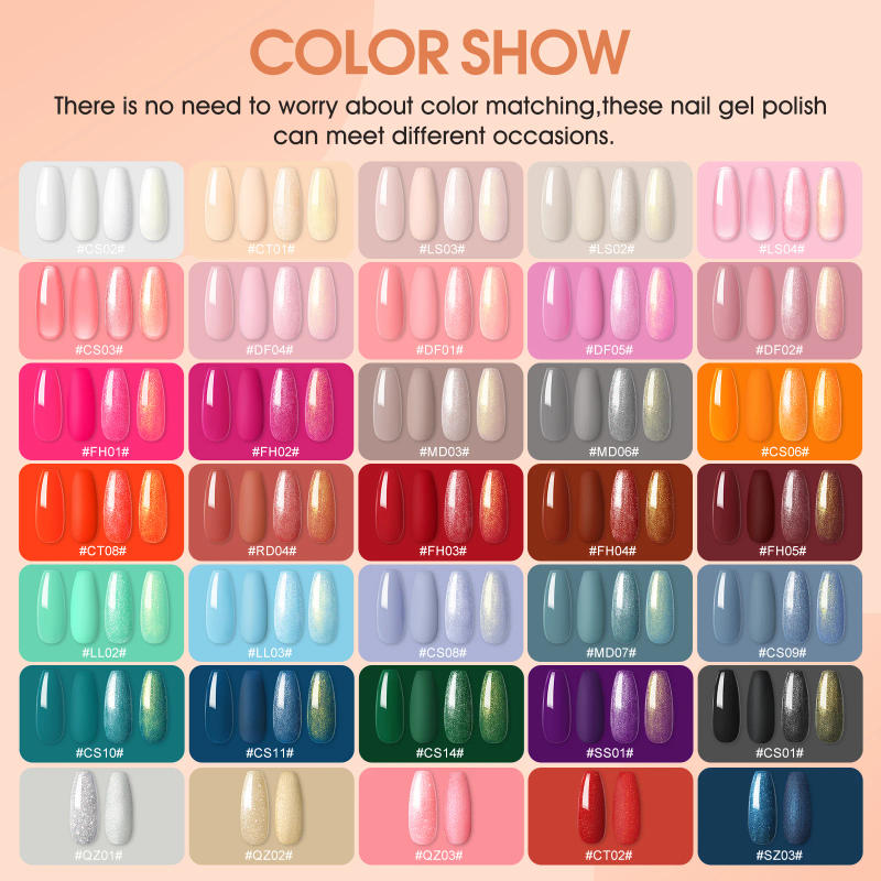 Description Picture 5 of itemCOSCELIA 35 Colors Gel Nail Polish Set with Base Coat Matte Glitter Top Coat Kit Semi Permanent Gel Polish Nail Art Manicure Kit