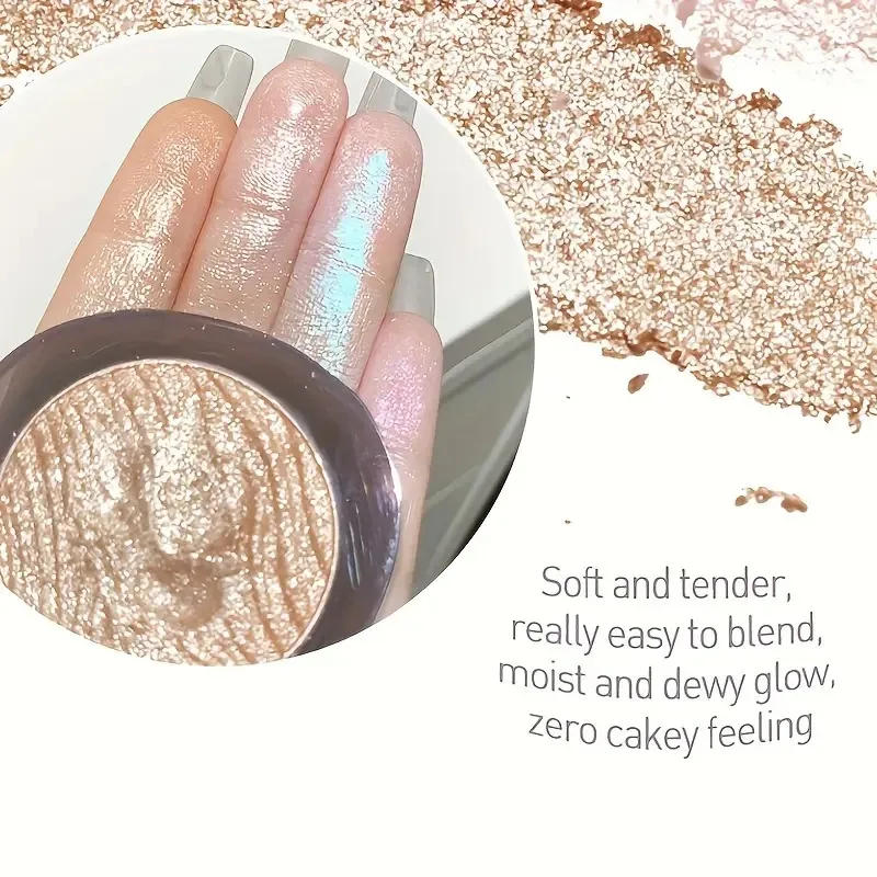 Description Picture 4 of item4-Color Diamond Highlighter Powder Palette Waterproof High Gloss Glitter Body Highlight Eyeshadow Face Contour Illuminator Makeu