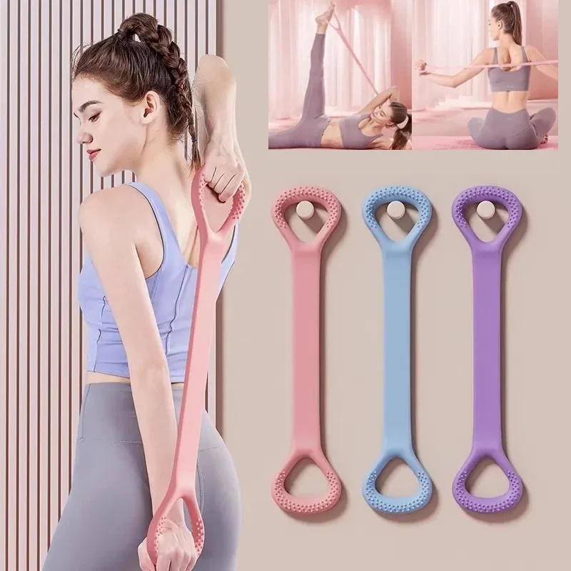 Description Picture 2 of itemStretch Strap Yoga 8-figure Tensioner Yoga Tool Open Back Practice Shoulder Yoga Stretching Belt Elastic Stretch Band Workout