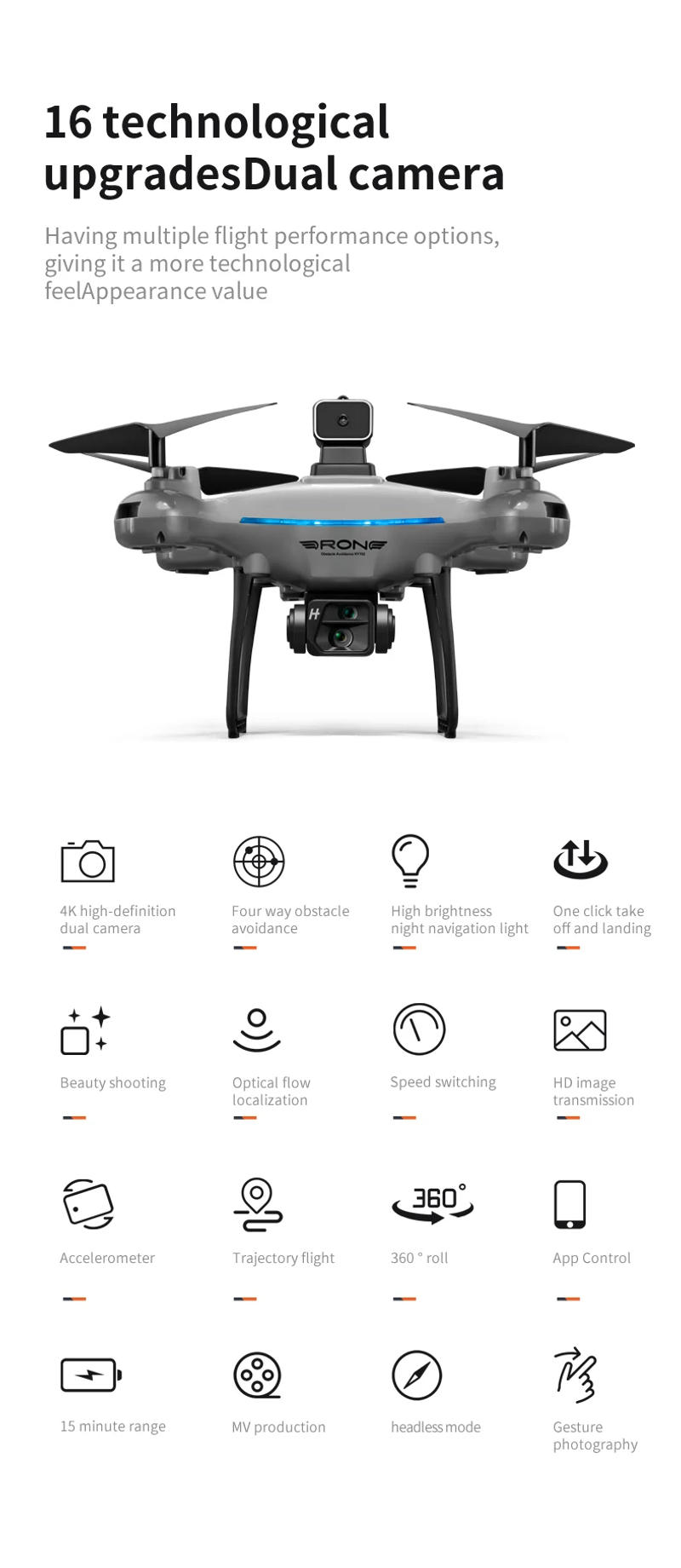 Description Picture 4 of itemKY102 Drone Profesional 8K Dual-Camera Aerial Photography 360°Obstacle Avoidance Optical Flow Four-Axis Remote Control Aircraft