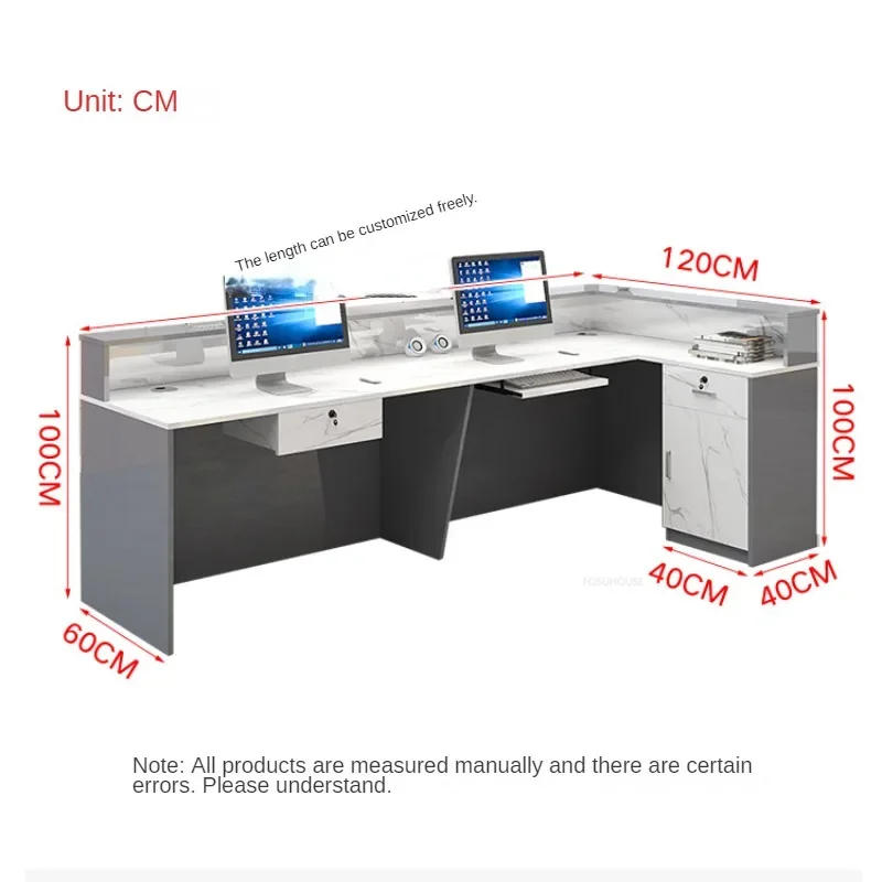 Description Picture 2 of itemCompany Front Desk Corner Reception Desks Modern Luxury Cashier Counter Clothing Store Commercial Bar Table for Office Furniture