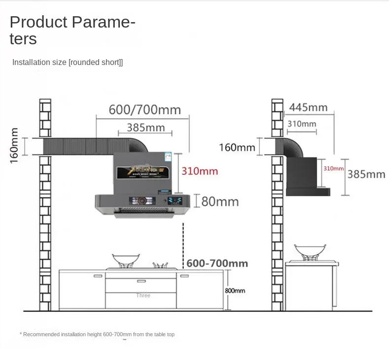 Description Picture 2 of item220V  small range hood,Range Hood for Small Kitchen - Top Suction to Keep Your Home Smoke-free A C