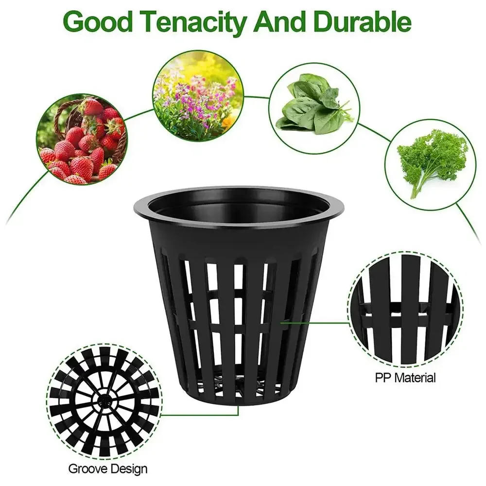 Description Picture 5 of item50/100Pcs 2 Inch Heavy Duty Net Pots Hydroponic Cups Garden Slotted Mesh Net Cups Plant Nursery Net Pots for Hydroponics Slotted