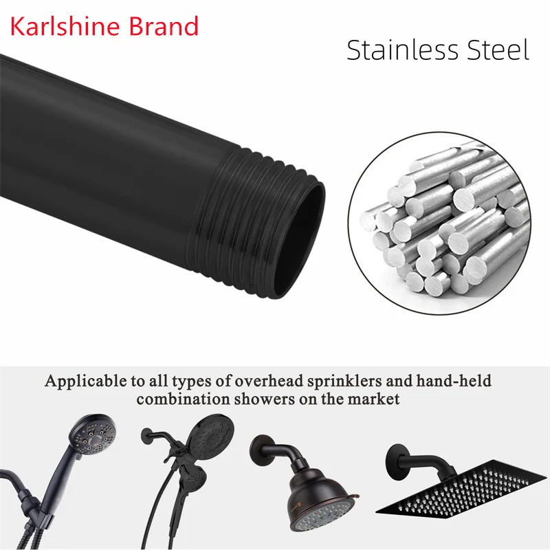 Description Picture 6 of itemBlack Stainless Steel 8inch Rainfall Top Shower Head with 15/20/25CM Wall Mounted Shower Arm For Bathroom Accessories