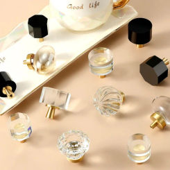 Crystal Cabinet Knobs and Handle Brass Copper Kitchen Handle Square Cupboard Door Pulls Furniture Knobs Door Hardware