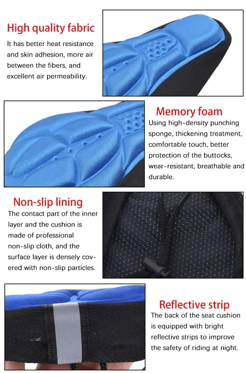 Description Picture 3 of itemMTB Bicycle 3D Saddle Cover Comfortable Foam Seat Cushion Saddle Breathable Super Soft Seat Cycling Seat Saddle Bike Accessories