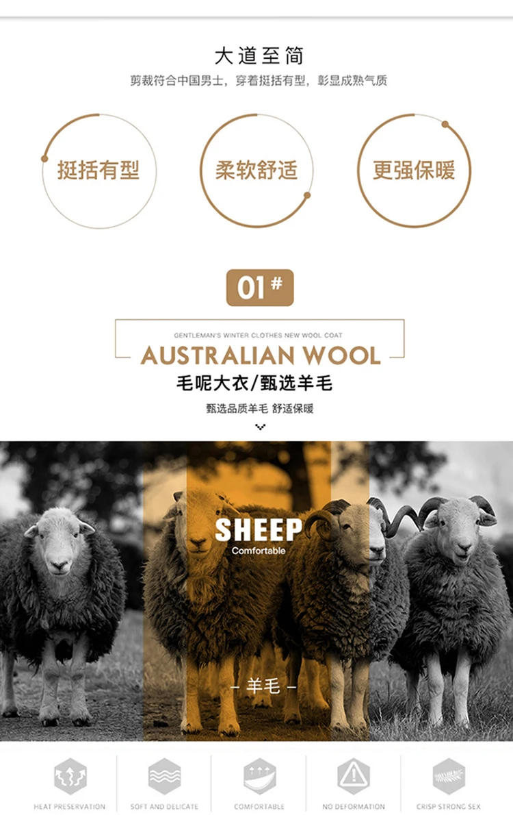 Description Picture 4 of item2024 Autumn and Winter Large-size Double-sided Wool Overcoat Men's Medium Length Plus Fat Plus Suit Collar Coat Thickened  L-8xL