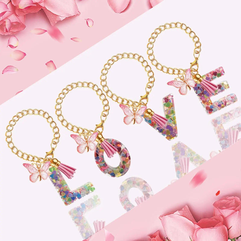Description Picture 2 of itemLetter Charm Accessories for Stanley Cup with Handle Initial Letter Keychain Handle Charm with Butterfly for Tumbler Women Girls
