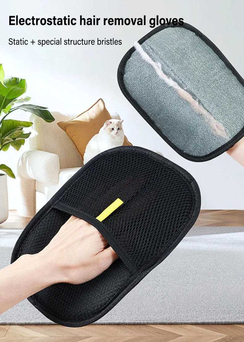 Description Picture 3 of itemPet Grooming Gloves Static Dedusting Brush Pet Hair Remover Brush Removing Dog Cat Hair From Sofa Carpet Clothes Pet Products